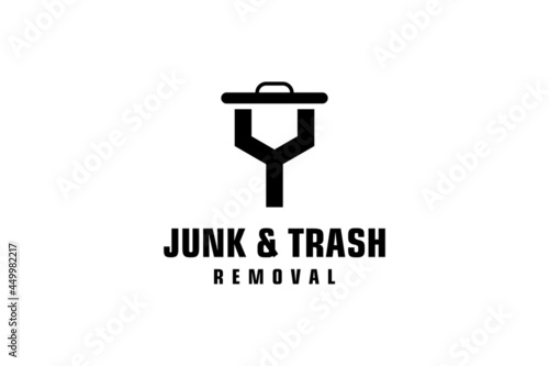 Letter Y for junk removal logo design, environmentally friendly garbage disposal service, simple minimalist design icon.