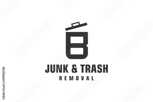 Letter B for junk removal logo design, environmentally friendly garbage disposal service, simple minimalist design icon.