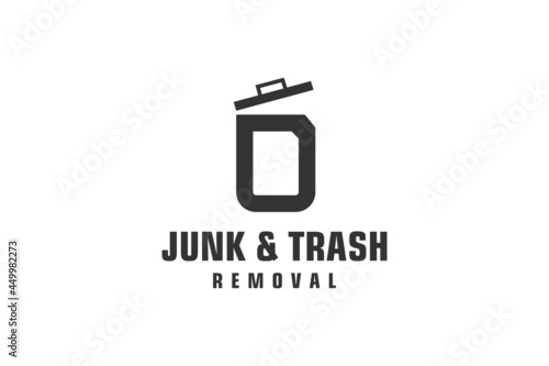 Letter D for junk removal logo design, environmentally friendly garbage disposal service, simple minimalist design icon.