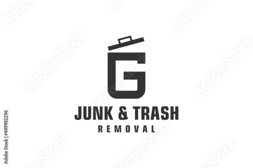 Letter G for junk removal logo design, environmentally friendly garbage disposal service, simple minimalist design icon.