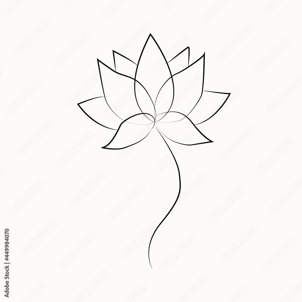 Lotus flower line art. Minimalist contour drawing. One line artwork Stock Vector Adobe Stock