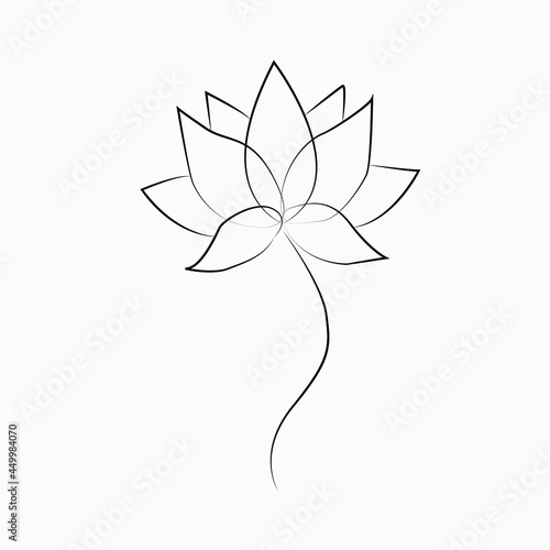 Lotus flower line art. Minimalist contour drawing. One line artwork