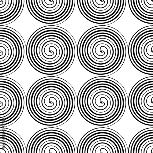 Abstract spirals texture. Seamless graphic pattern. Isolated black and white texture. Seamless background for craft, collage, prints.