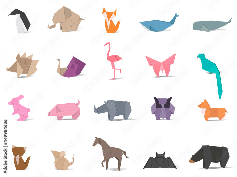 Animal origami vector - obrazy, fototapety, plakaty 