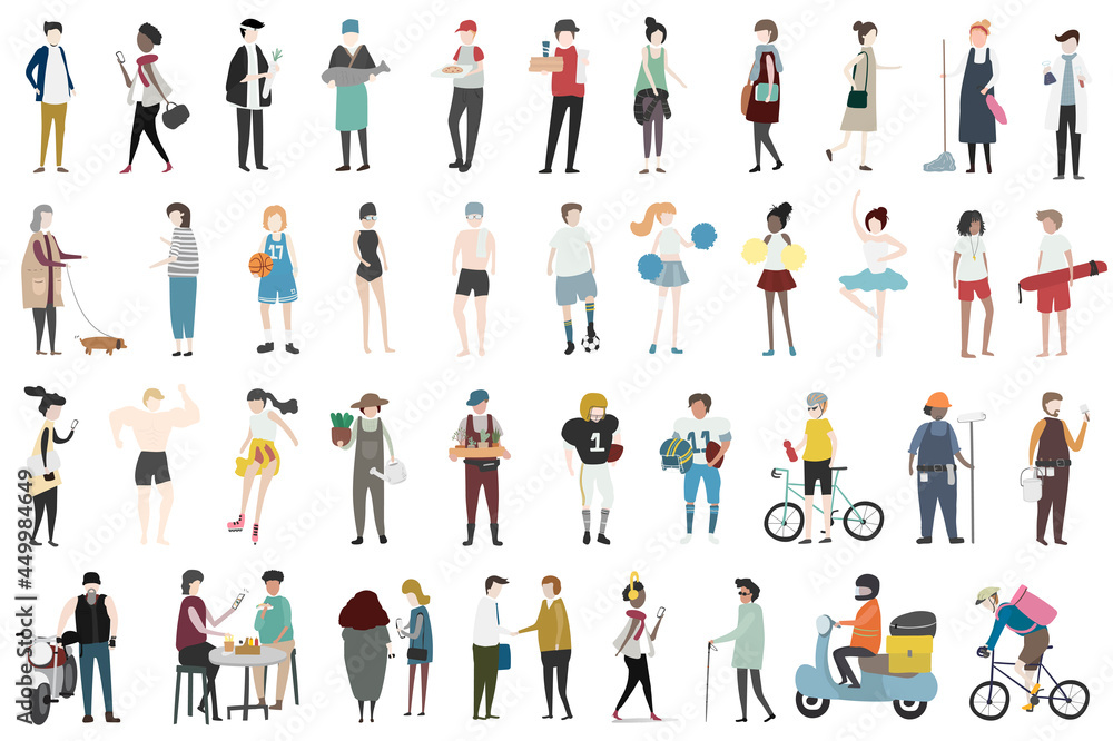 Collection of character illustration of people's activities Collection of character illustration of people's activities