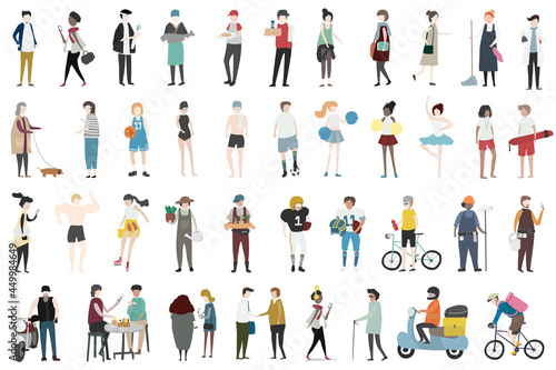 Collection of character illustration of people's activities photo