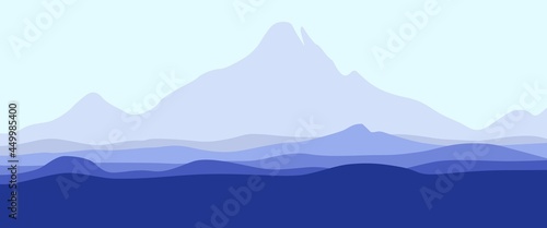 Blue mountain landscape vector illustration suitable for background, desktop background or wallpaper, backdrop design, banner.
