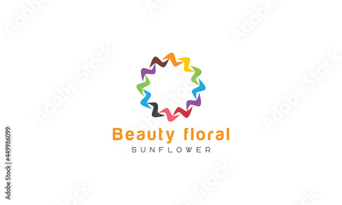 Sunflower logo, sun rays business logo design vector template. 