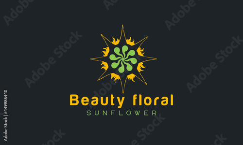 Sunflower logo  sun rays business logo design vector template. 