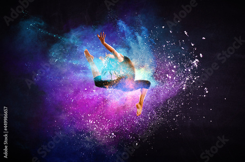 Female dancer against abstr...