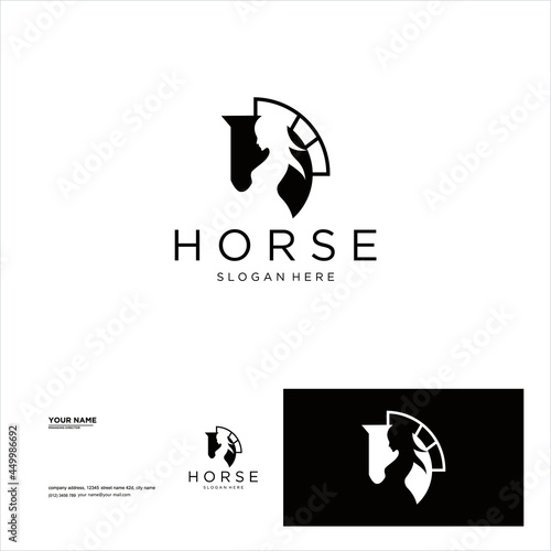 creative simple logo design women horse