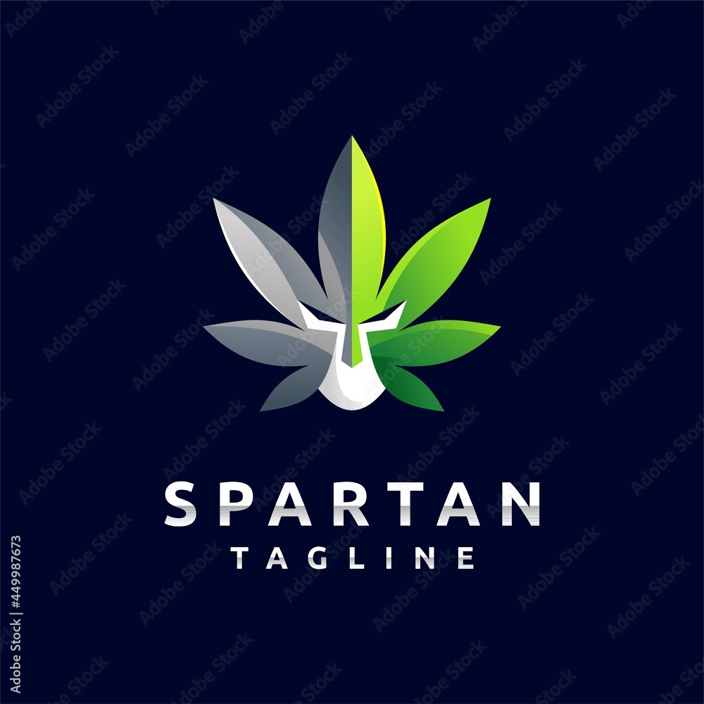 Spartan logo with cannabis concept Spartan logo with cannabis concept