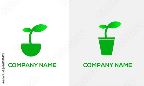 Set of plant with pot logo design concept natural, on isolated background