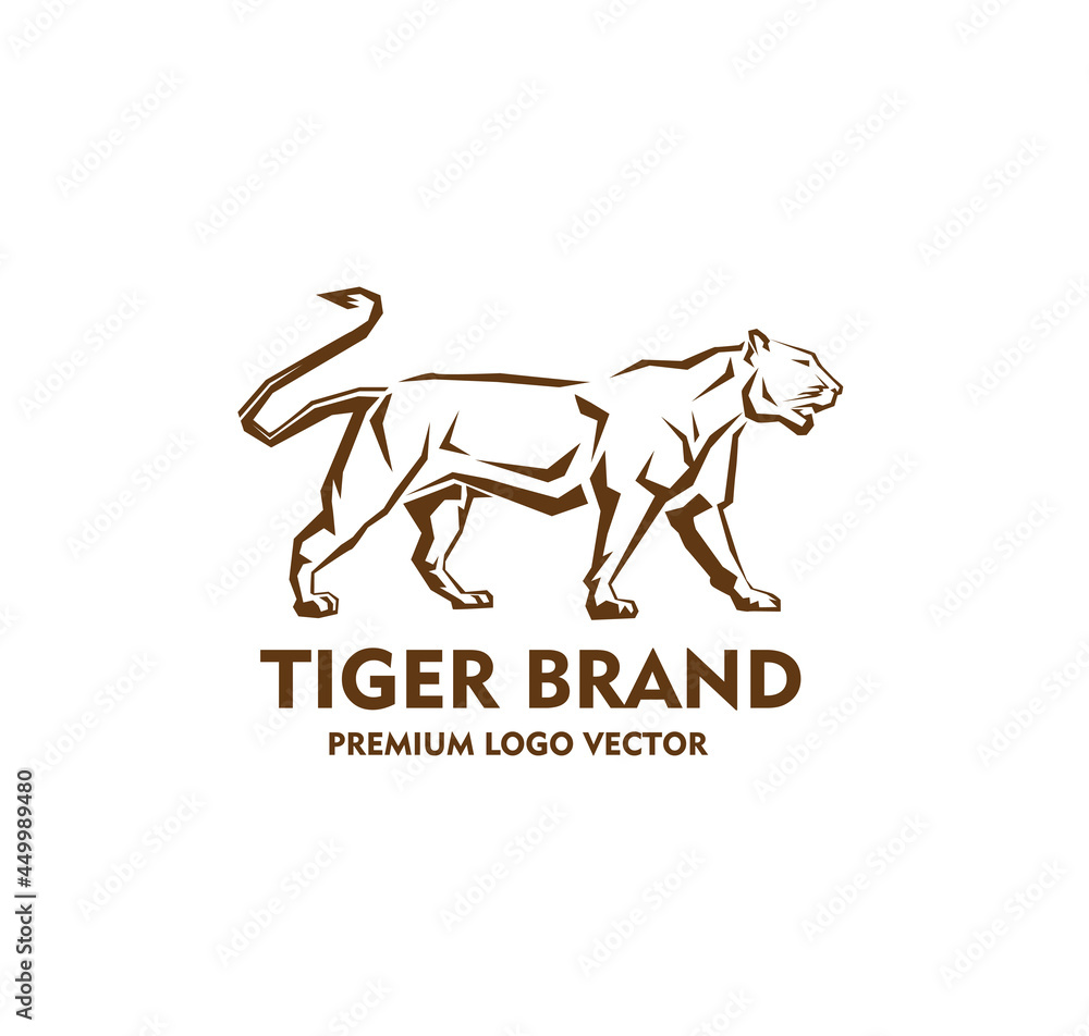 simple and stylized tiger standing logo vector