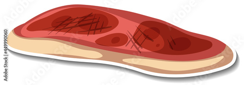 Raw meat sticker on white background