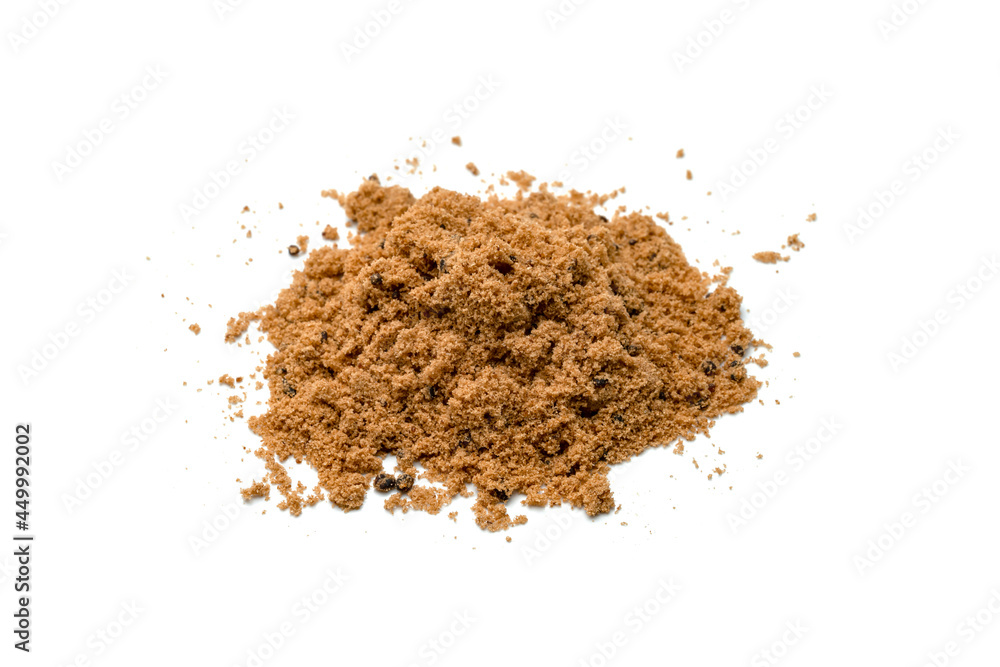 Brown cane sugar pile isolated on white background Brown cane sugar pile isolated on white background
