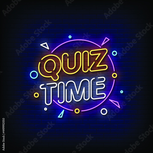 Quiz Time Neon Signs Style Text Vector