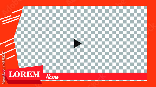 frame template for live video streaming or video editing with orange color scheme landscape 16:9 dimensions