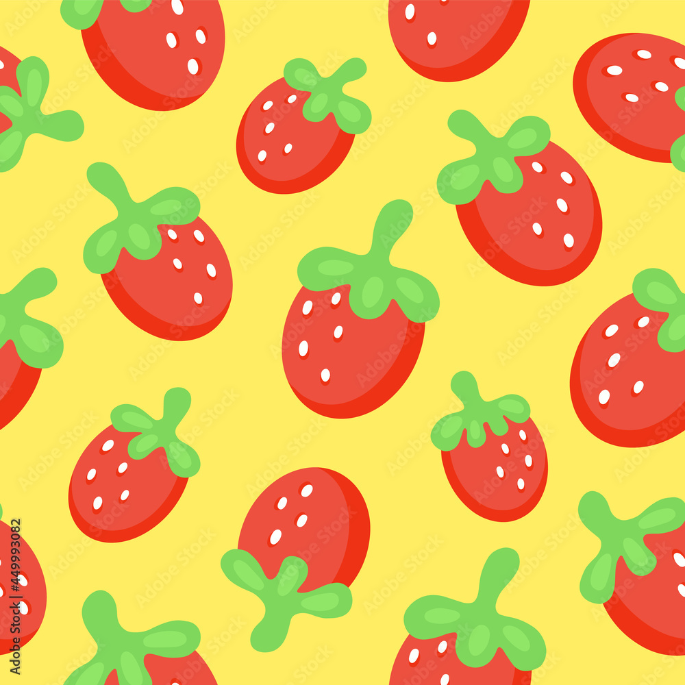 Doodle Retro Strawberry seamless pattern. Cartoon Strawberries randomly located on a yellow background. Rounded Strawberry seamless pattern for fabric, paper, textile, cover. Vector kid print. Doodle Retro Strawberry seamless pattern. Cartoon Strawberries randomly located on a yellow background. Rounded Strawberry seamless pattern for fabric, paper, textile, cover. Vector kid print.
