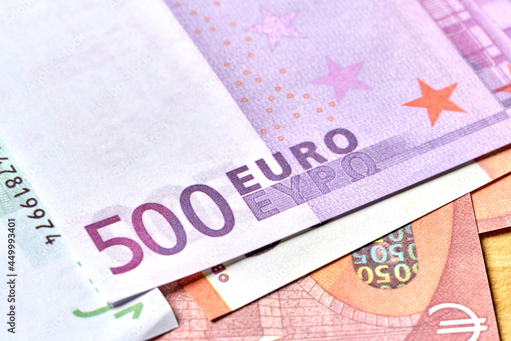 Obraz premium close up Euro banknotes or Euro money. Euro cash background 