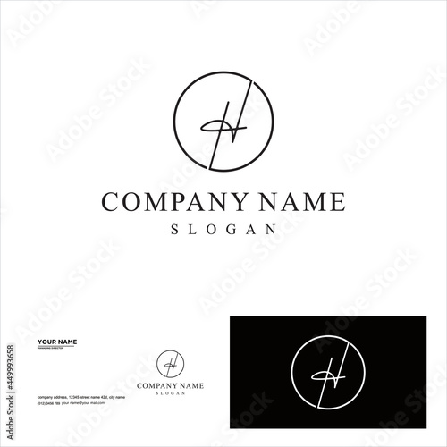 Fotografie, Obraz creative simple logo design letter h script