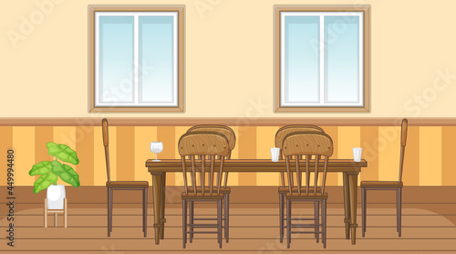 Dining room interior design with furniture