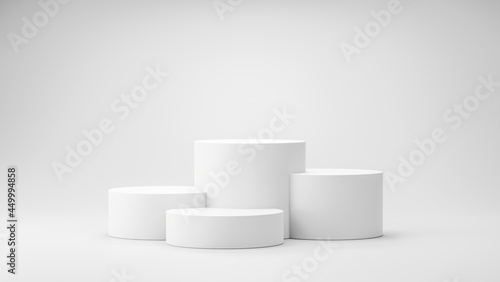 3D render,four Minimal empty podium or pedestal display,Blank product shelf for presentation. photo