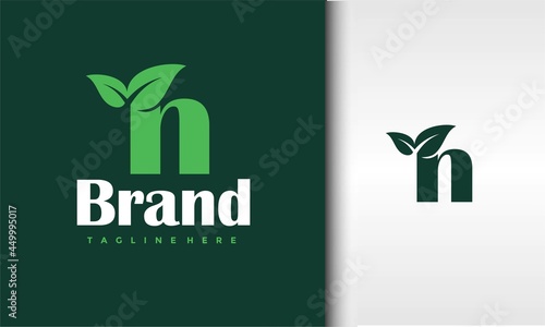 letter n leaf logo photo
