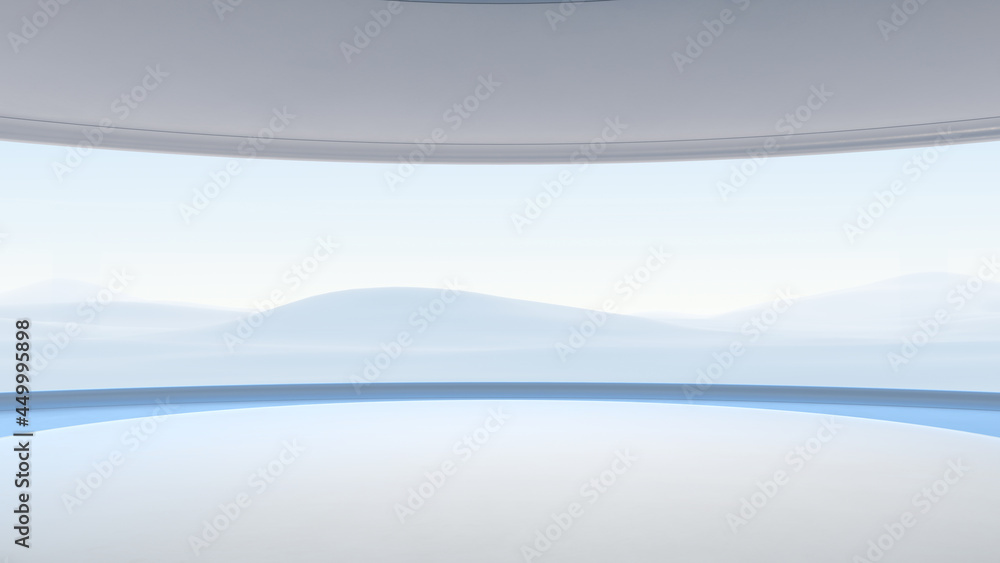 Futuristic product showcase background. Modern blank space display with environment. 3D rendering. - obrazy, fototapety, plakaty 