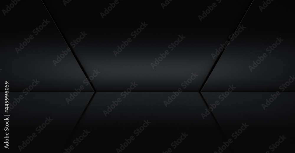 Abstract futuristic black Background. Future modern design wall. 3D Rendering
