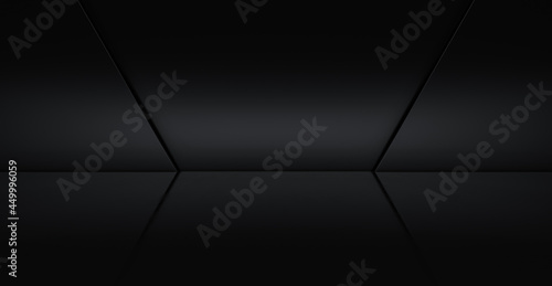 Abstract futuristic black Background. Future modern design wall. 3D Rendering