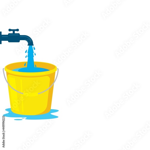 filling water from faucet to bucket vector illustration design template