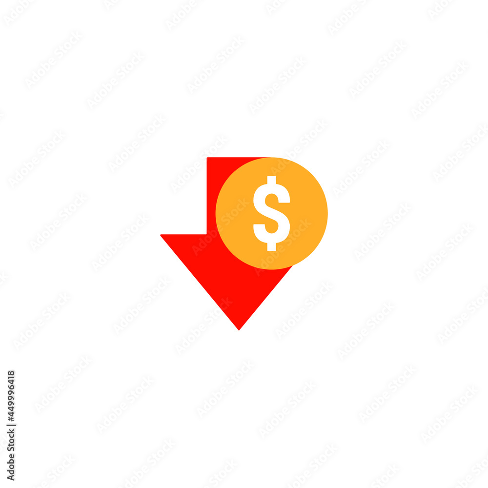Reduce costs icon. Vector image isolated on white background Reduce costs icon. Vector image isolated on white background