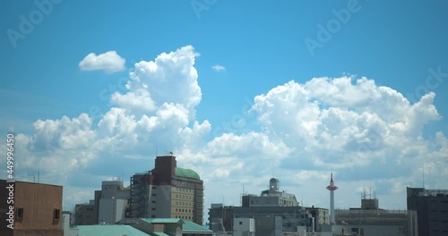 京都タワーと夏の空