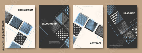 Set of Geometric Backgrounds. Collage Style Cover Design Templates. Vector Flat Illustration.