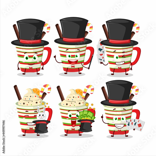 A ice cream orange Magician cartoon character perform on a stage