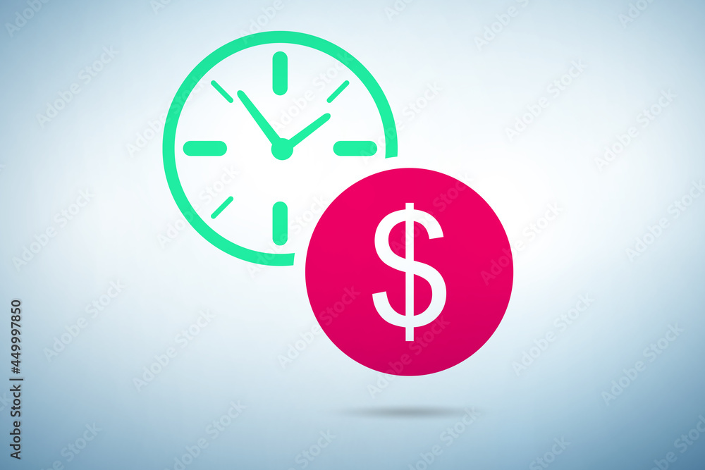 Time is money concept with clock and money Time is money concept with clock and money