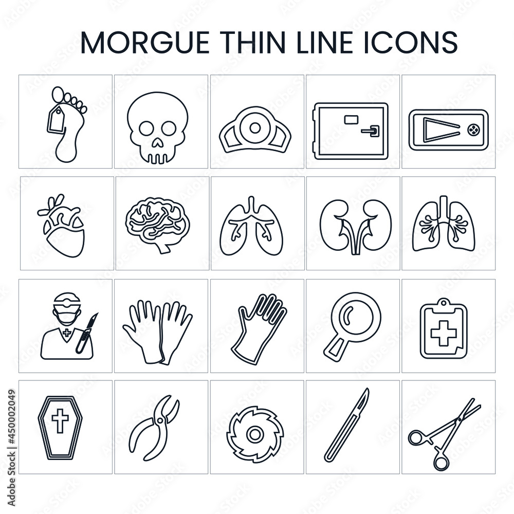 Morgue thin line icons stock illustration