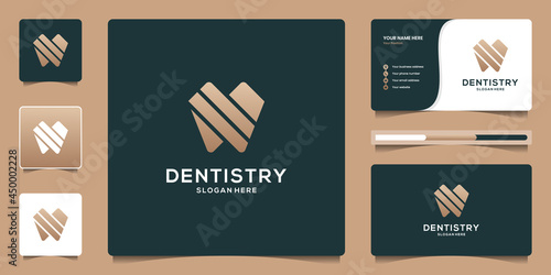 Creative dentistry clinic logo design and business card template