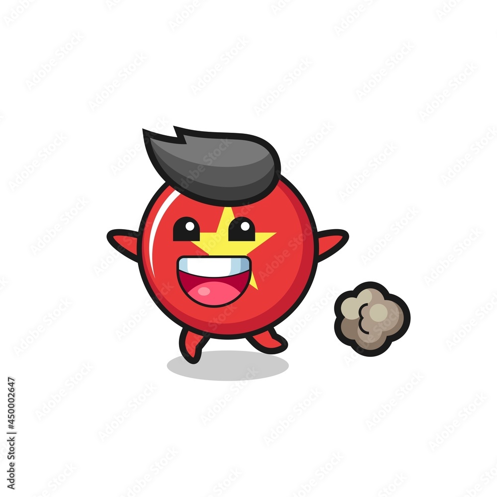 the happy vietnam flag badge cartoon with running pose the happy vietnam flag badge cartoon with running pose