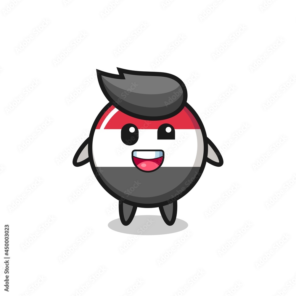 illustration of an yemen flag badge character with awkward poses illustration of an yemen flag badge character with awkward poses