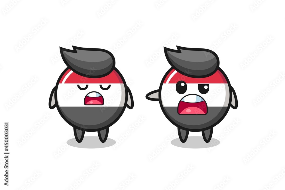 illustration of the argue between two cute yemen flag badge characters