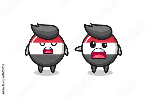 illustration of the argue between two cute yemen flag badge characters
