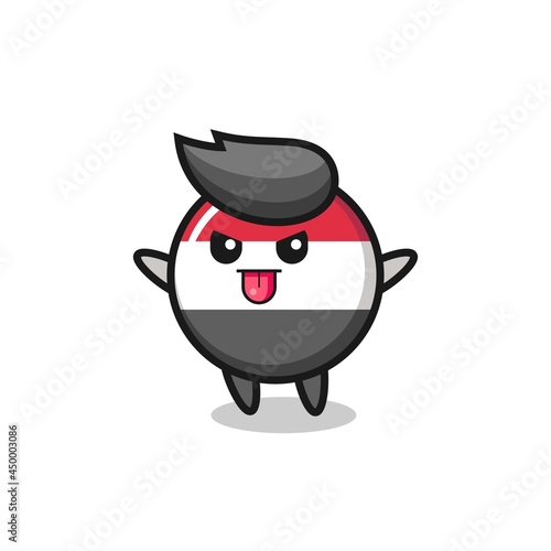 naughty yemen flag badge character in mocking pose