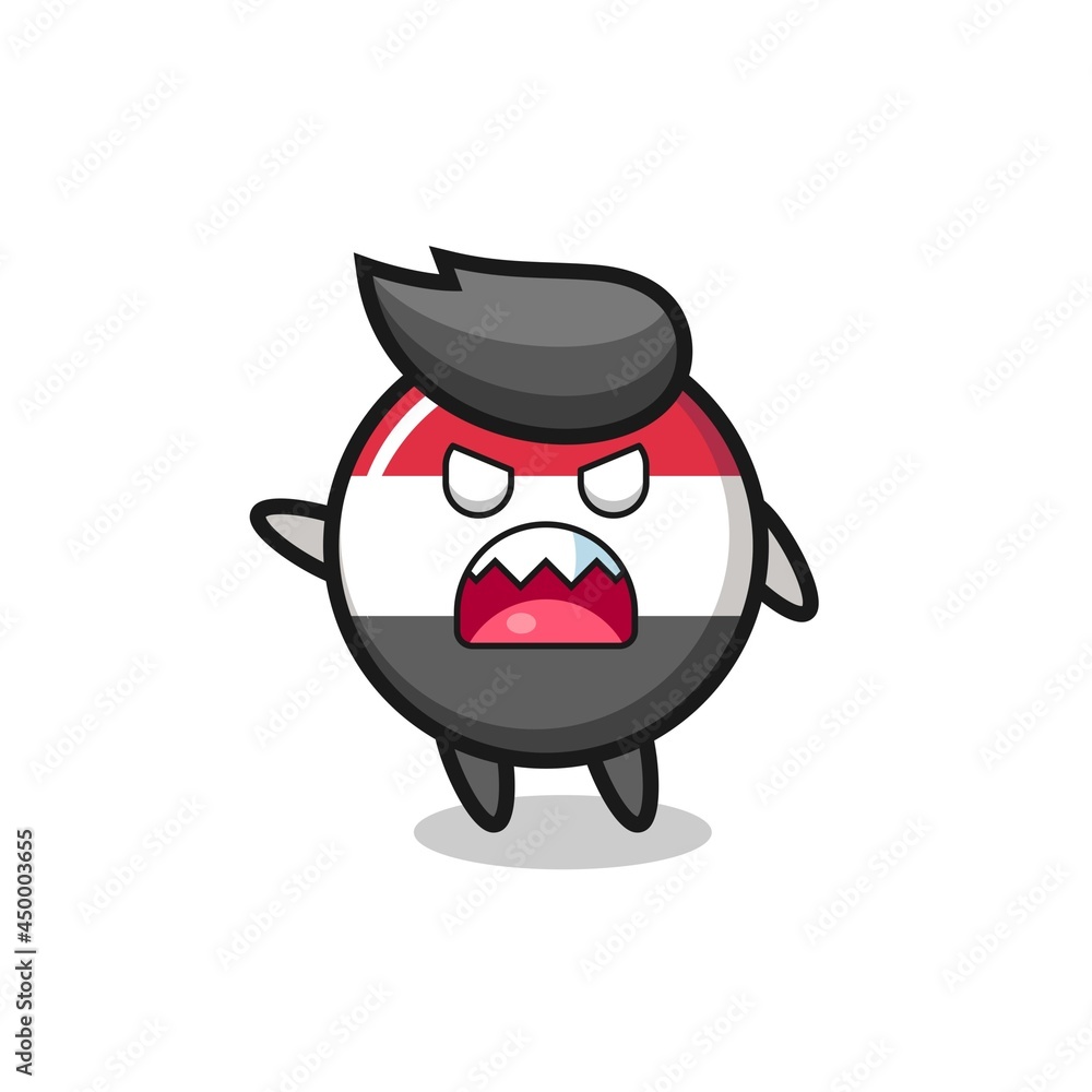 cute yemen flag badge cartoon in a very angry pose