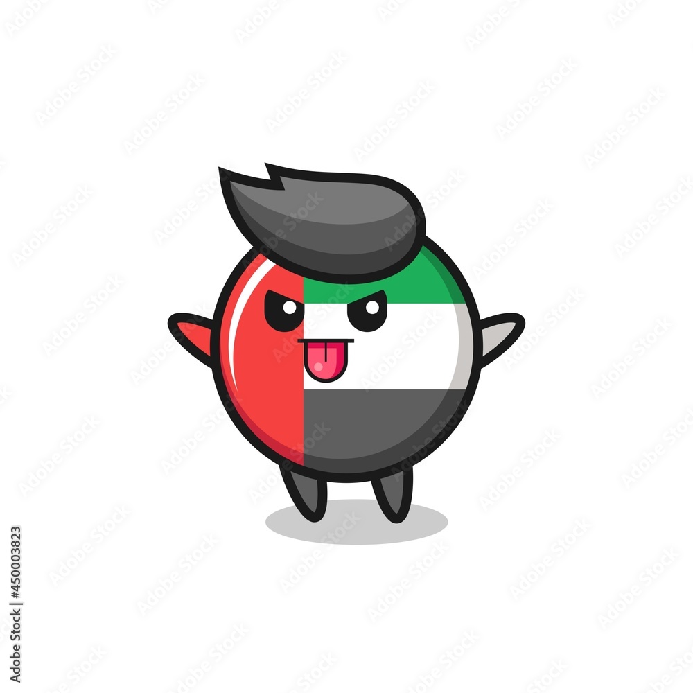 naughty uae flag badge character in mocking pose naughty uae flag badge character in mocking pose