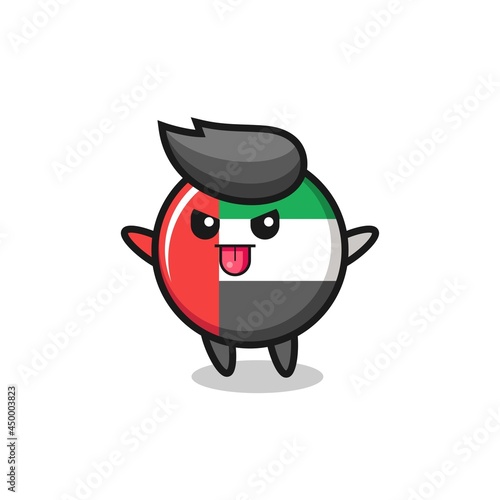 naughty uae flag badge character in mocking pose