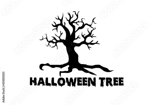 Halloween tree logo and icon design template4