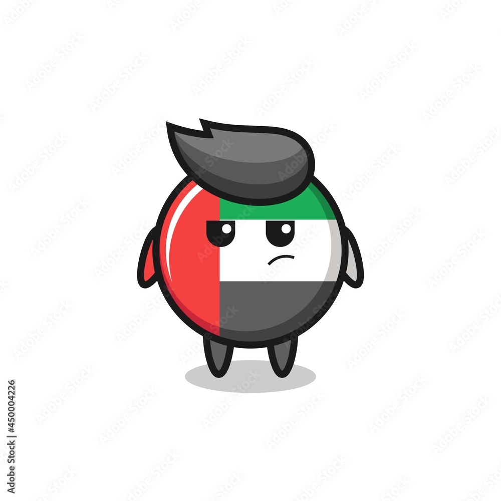 cute uae flag badge character with suspicious expression cute uae flag badge character with suspicious expression