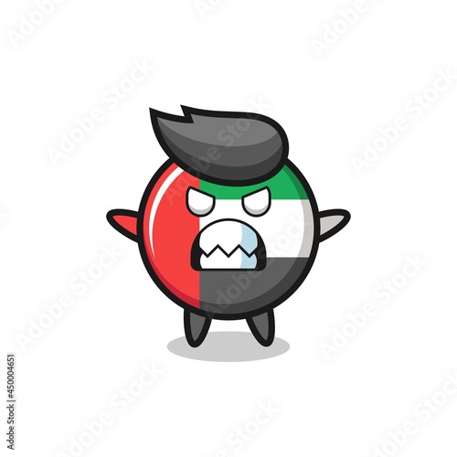 wrathful expression of the uae flag badge mascot character